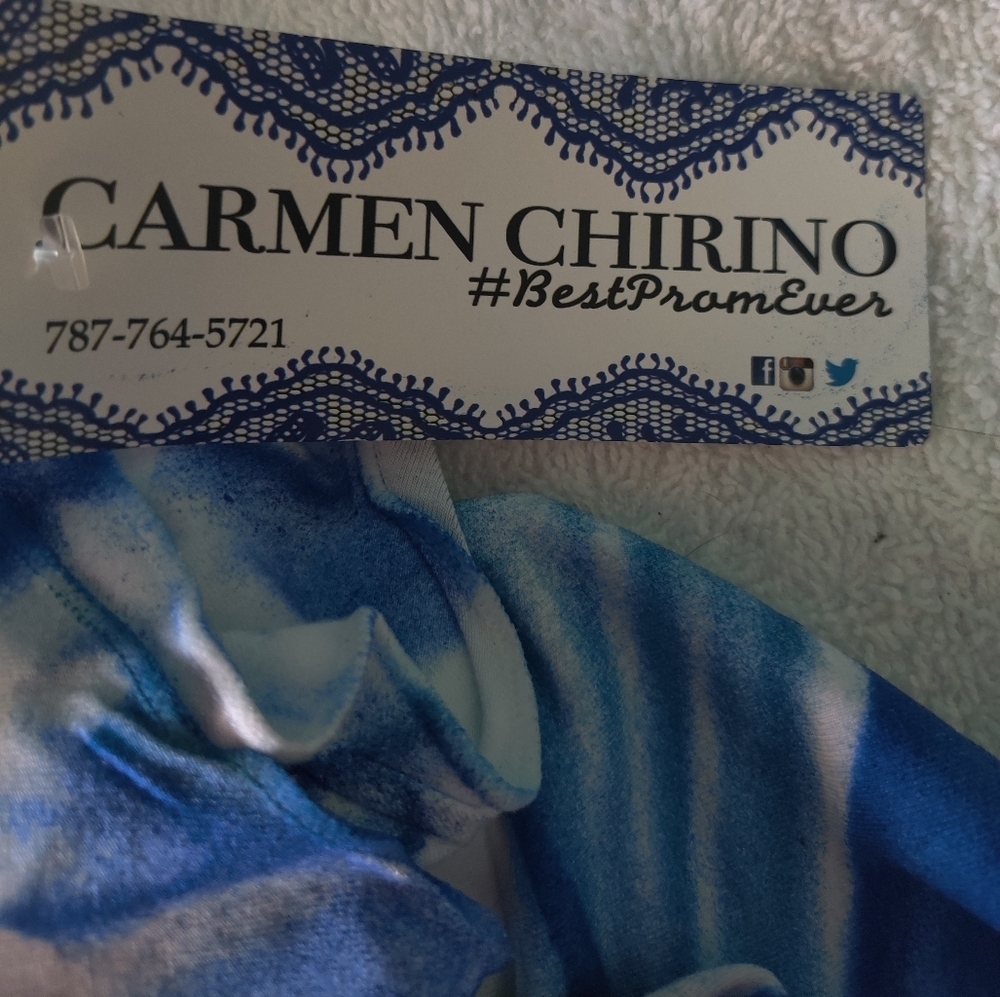 NWT- Blouse / Tunic Blue & White - Carmen Chirino - Sz OZ - Picture 6 of 9